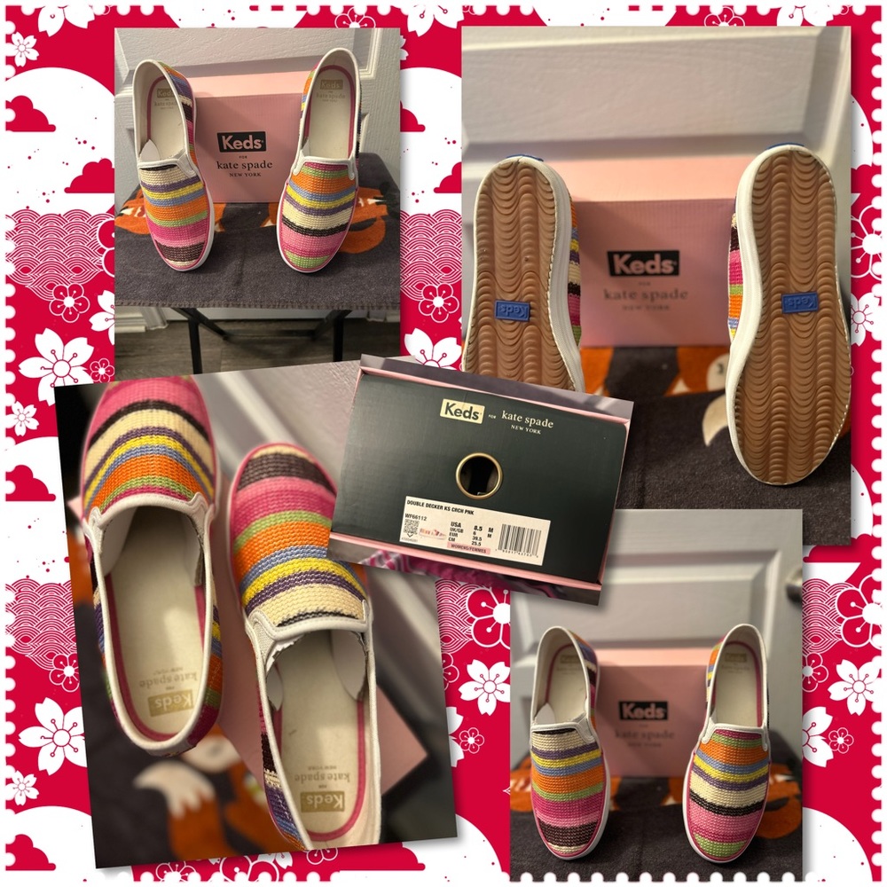 KEDS X Kate Spade Woven Kickstart Slip on Sneakers.